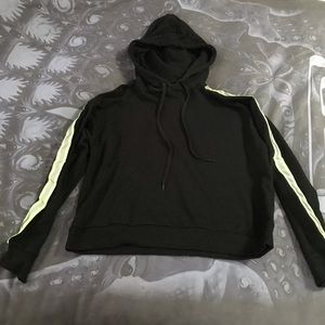 Forever21 size2X Black hoodie with yellow neon stripe